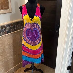 Vibrant Asymmetrical Tie-Dye Dress